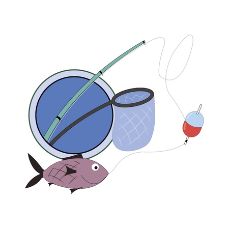 cartoon sign for fishing clubのイラスト素材