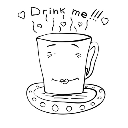 sketch of a cup of tea on a saucerのイラスト素材