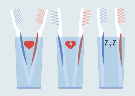 illustration of a cheerful life toothbrushesの写真素材