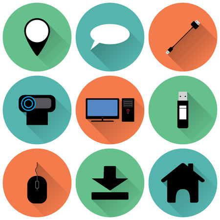 set of round colored iconsのイラスト素材