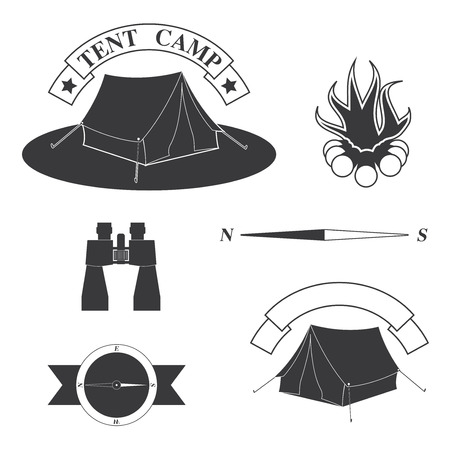 set of logos for a hikeのイラスト素材