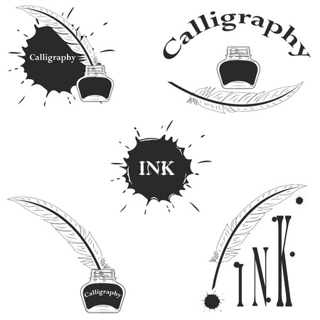 set of logos for calligraphyのイラスト素材