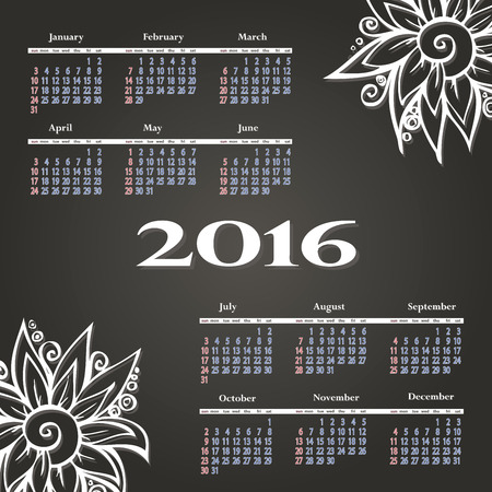 Stylish calendar year with beautiful designer flowersのイラスト素材