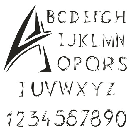 vector set of graphical English handwriting fontのイラスト素材