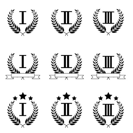 set of figures with wreaths and starsのイラスト素材