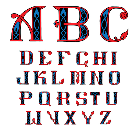 ornate Celtic font with patterns and swirlsのイラスト素材