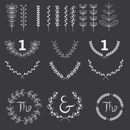 set of branches and wreaths for designのイラスト素材