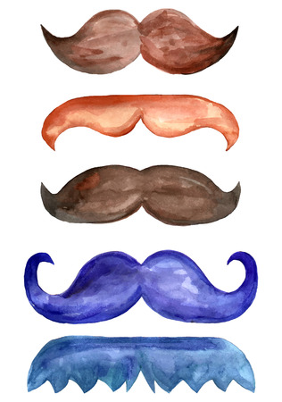 set of watercolor male mustacheのイラスト素材