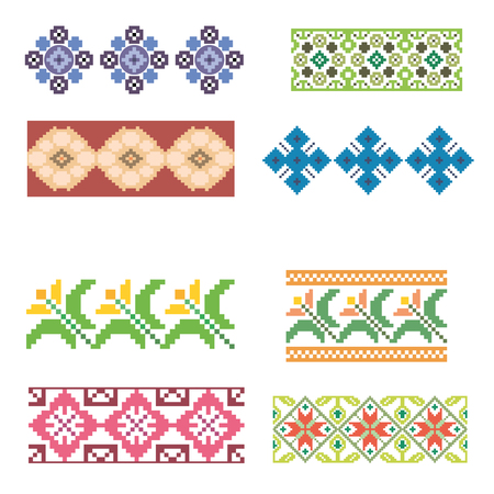 Set of pixel square vector patternsのイラスト素材
