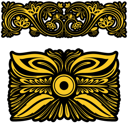 Beautiful vector floral khokhloma patterns.のイラスト素材