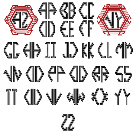 vector english font with monogramのイラスト素材