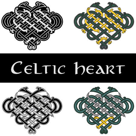 Set of frames in Celtic style. Celtic style banner. Celtic heart.のイラスト素材