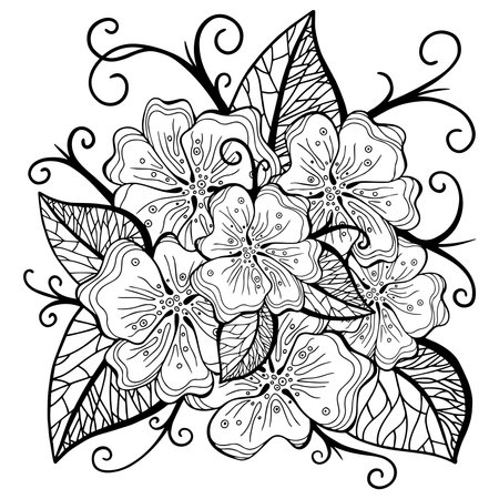 Beautiful floral illustration with swirls. Flowers in the style strokesのイラスト素材