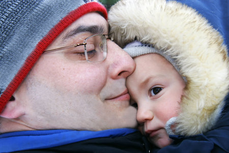 father and son outdoor portrait