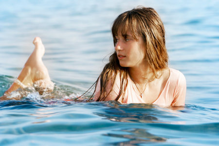 beautiful girl in water