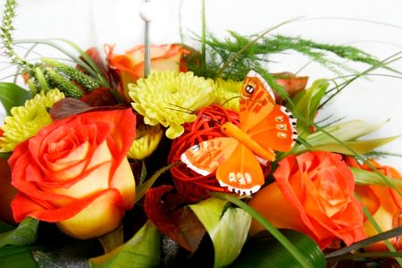 nice bouquet over whiteの写真素材