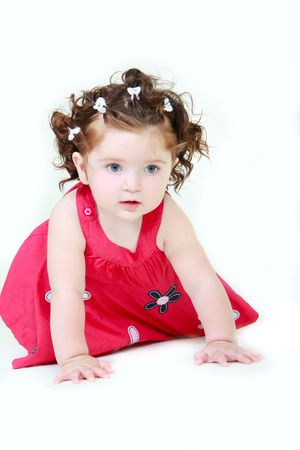 cute toddler over whiteの写真素材