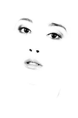 beautiful female face over whiteの写真素材