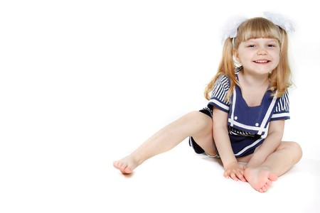 happy girl over whiteの写真素材