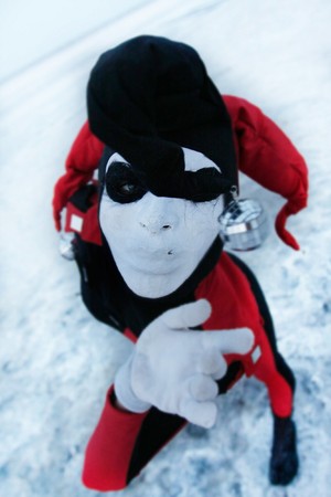 close up portrait of gloomy harleyquinnの写真素材