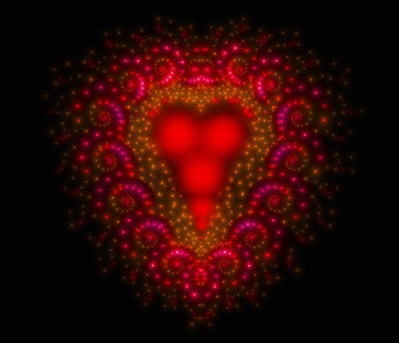 Symbolic diamond heart-shaped red heart that symbolizes love. Fractal art graphics.の写真素材