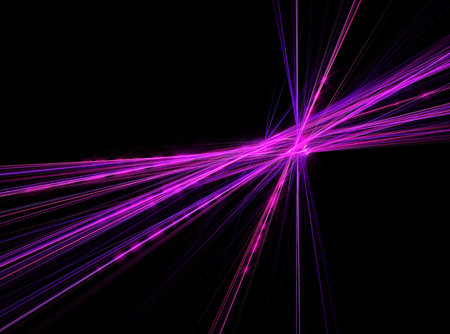 Abstract pattern in the form of sparkling intersecting laser fractal. Fractal art graphics.