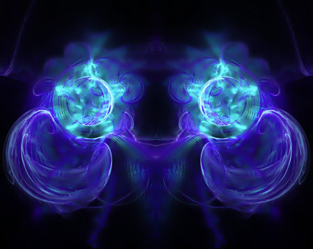 The symbol for the celebration of Halloween in the form of terrible demonic blue heart. Fractal art...