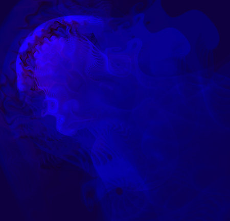 Abstract spray resembling blue jellyfish in the ocean. Fractal art graphics