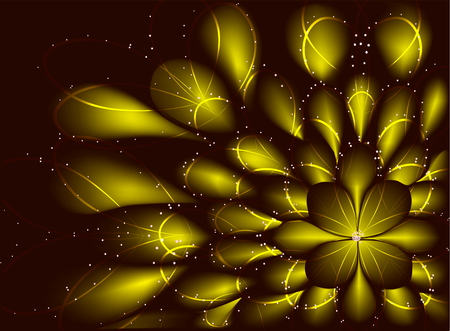 Abstract vector fractal resembling a flower on pink background.  vector illustration.のイラスト素材
