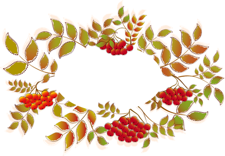 Border from autumn leaves and rowan.のイラスト素材