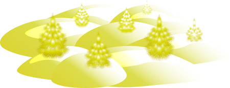 Card with golden Christmas trees. Christmas greeting.のイラスト素材