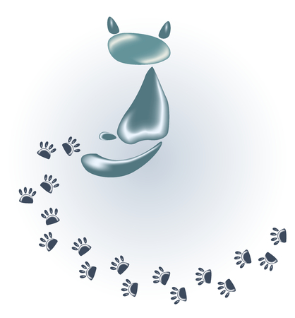 Cat of stones and glass and his footprints.のイラスト素材