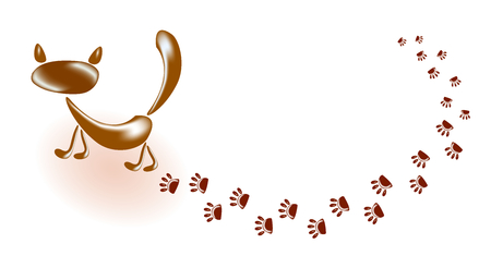 Cat and his footprints vector illustration.のイラスト素材