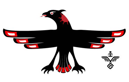 Black eagle. American art stylization.のイラスト素材