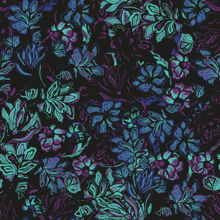 Embroidery flowers and summer meadow flowers seamless pattern. Spring and summer art. Fashion template for clothes, t-shirt designのイラスト素材