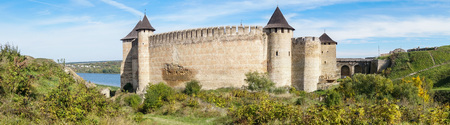 View of medieval Ukraininan fortress - The Khotyn Fortress is a fortification complex located on the right bank of the Dniester River in western Ukraine. In 2007, the fortress was named one of the Seven Wonders of Ukraine.のeditorial素材