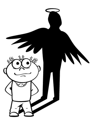 Black and white illustratiof of angel managerのイラスト素材
