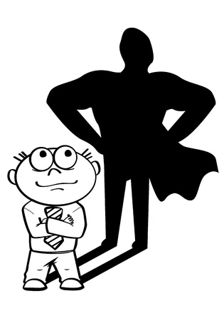 Black and white illustratiof of supermanagerのイラスト素材