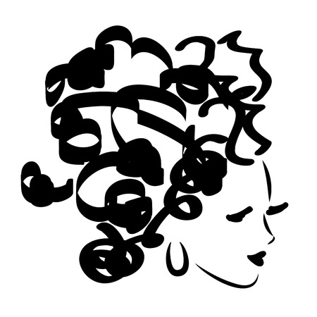 Vector illustration of black and white fashion faceのイラスト素材