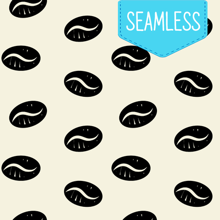 Black vector illustration of coffee beans seamless patternのイラスト素材