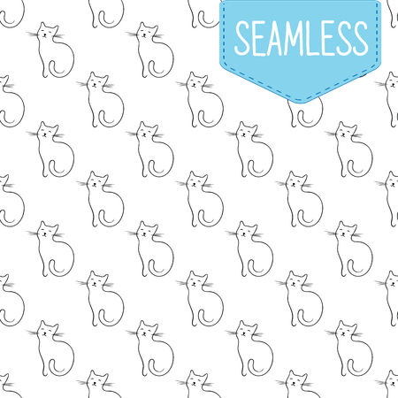 Vector seamless pattern of simple catsのイラスト素材