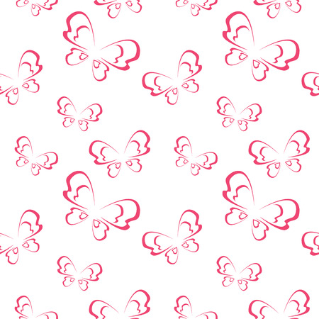 Vector seamless pattern of sketch pink butterflyのイラスト素材