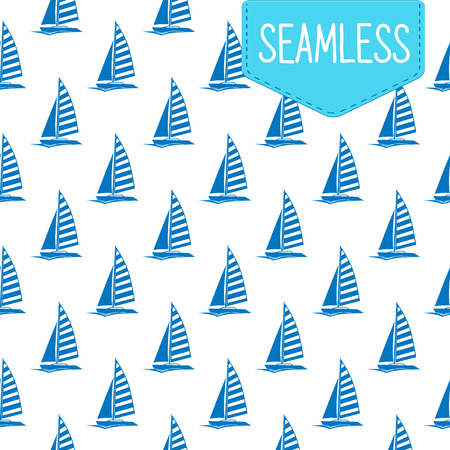 Vector seamless pattern of blue yachtsのイラスト素材