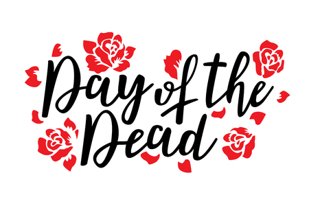 Day of the dead vector illustration. Hand sketched lettering 'Day of the Dead' for postcard or celebration design.のイラスト素材
