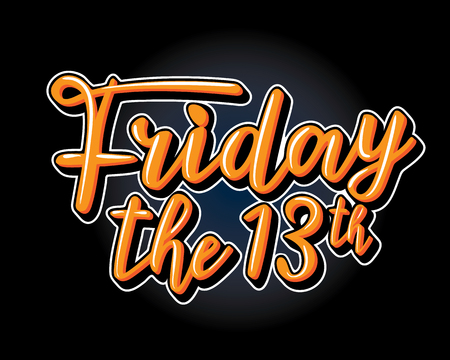 Friday the 13th. Hand drawn typography lettering poster for social media, sites, party decorations.のイラスト素材