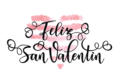 Happy Valentine's day Spanish text Feliz San Valentin. Inspirational lettering motivation poster. Use for posters, t-shirt prints, cards etcのイラスト素材