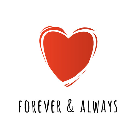 Inspirational lettering poster for Valentine's Day with red heart. Use for posters, t-shirt prints, cardsのイラスト素材