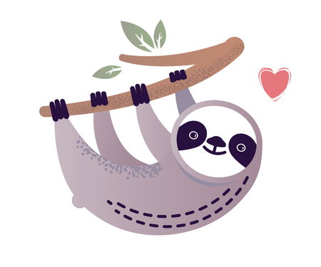 Cute vector sloth bear animal with a heart. Can be used for cards, flyers, posters, t-shirts.のイラスト素材