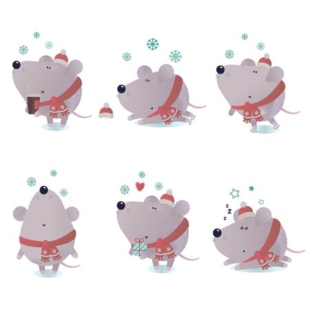 New year and winter rat characterのイラスト素材