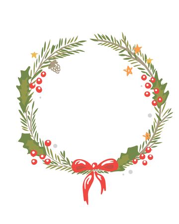 Christmas wreath on a white backgroundのイラスト素材